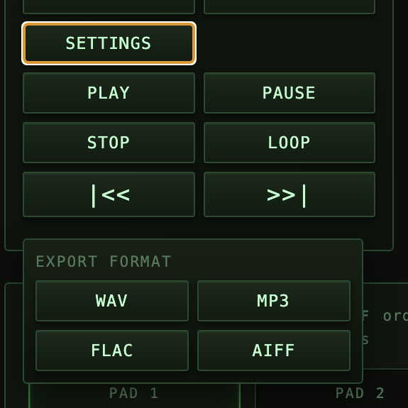 Export settings